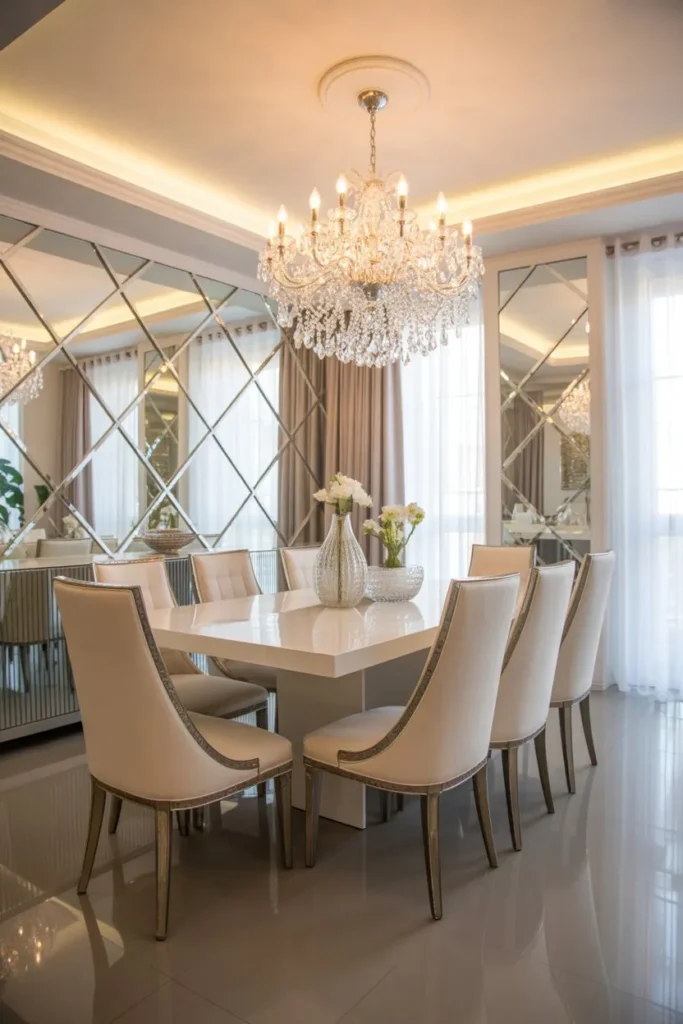 Crystal Chandelier Glam Dining Room