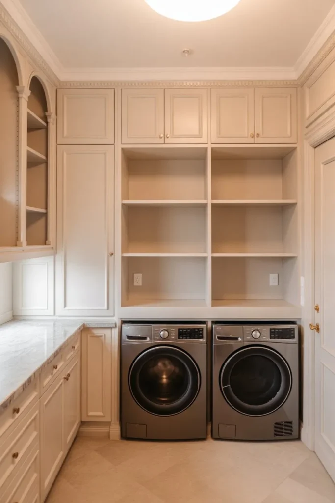 Custom Built-In Shelves with Closed + Open Combo