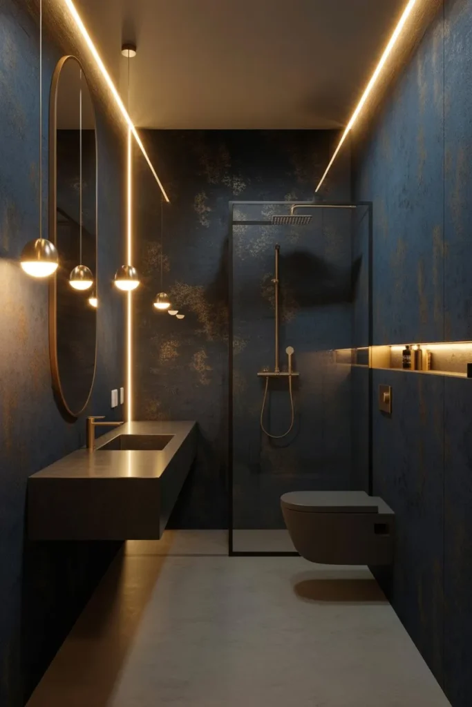 Dark Moody Bathroom Wallpaper for a Dramatic Feel