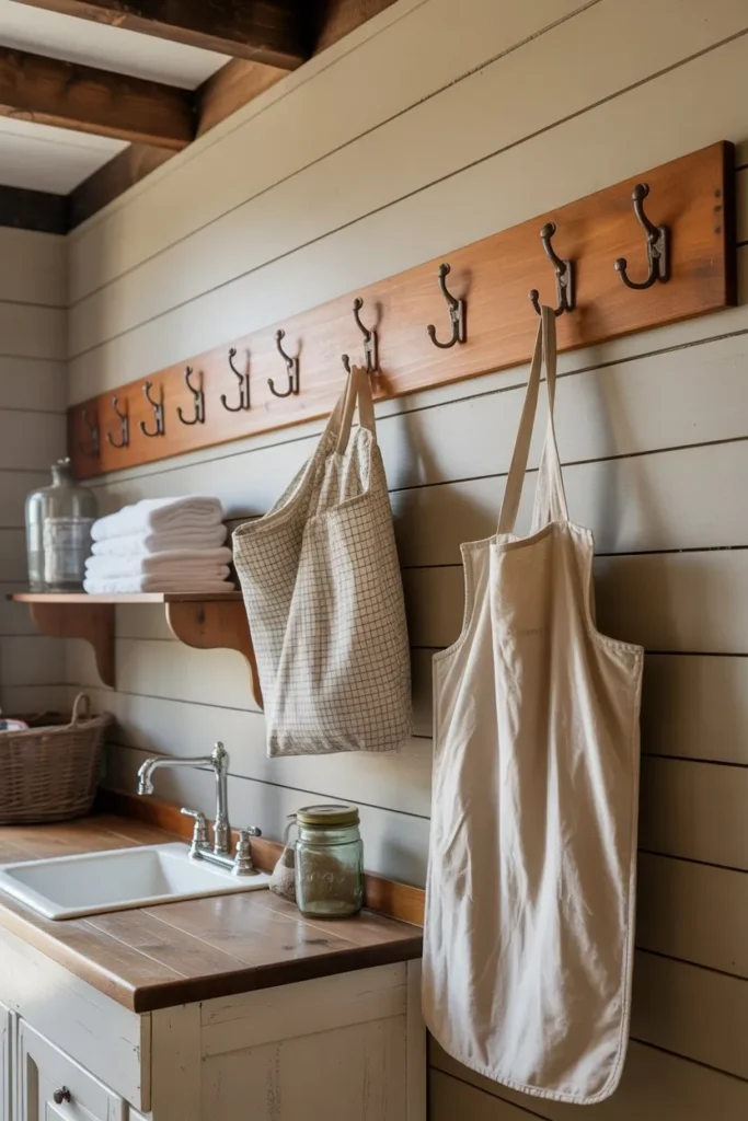 Farmhouse Hooks and Rail System for Daily Use