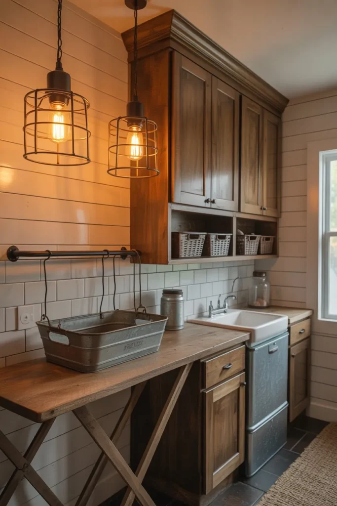Farmhouse Lighting with Warm Industrial Touch
