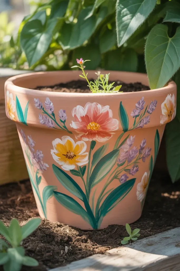 Floral Hand-Painted Garden Pot