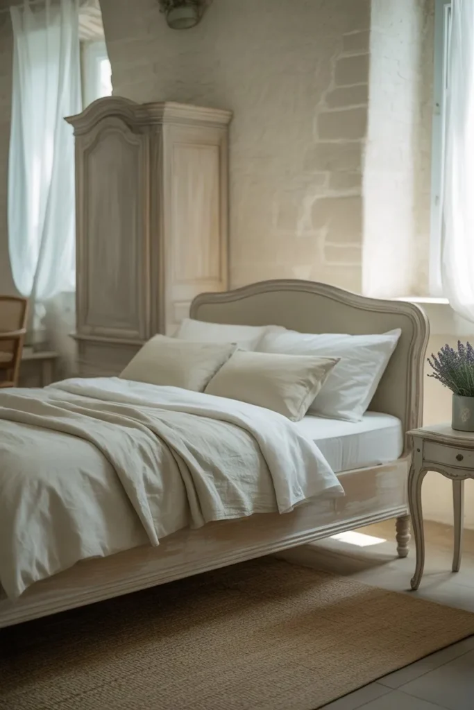 French Country Bedroom with Balanced Minimal Styling