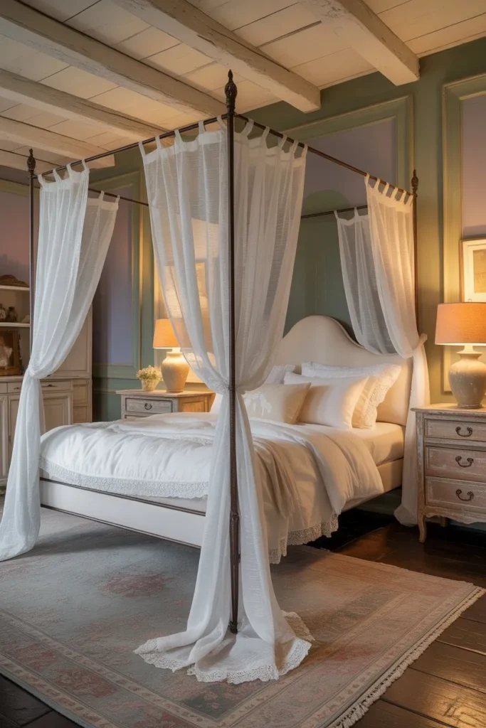French Country Bedroom with Canopy Bed