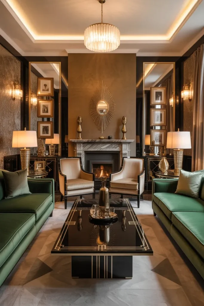 Fully Balanced Art Deco Living Room Design