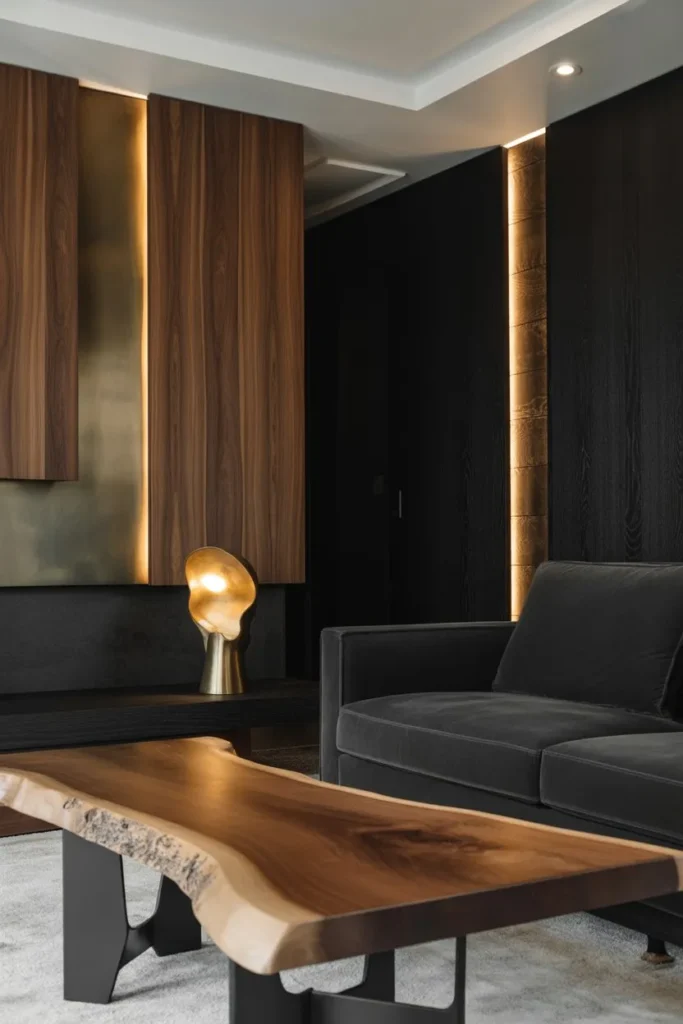 Fully Balanced Black Living Room Design