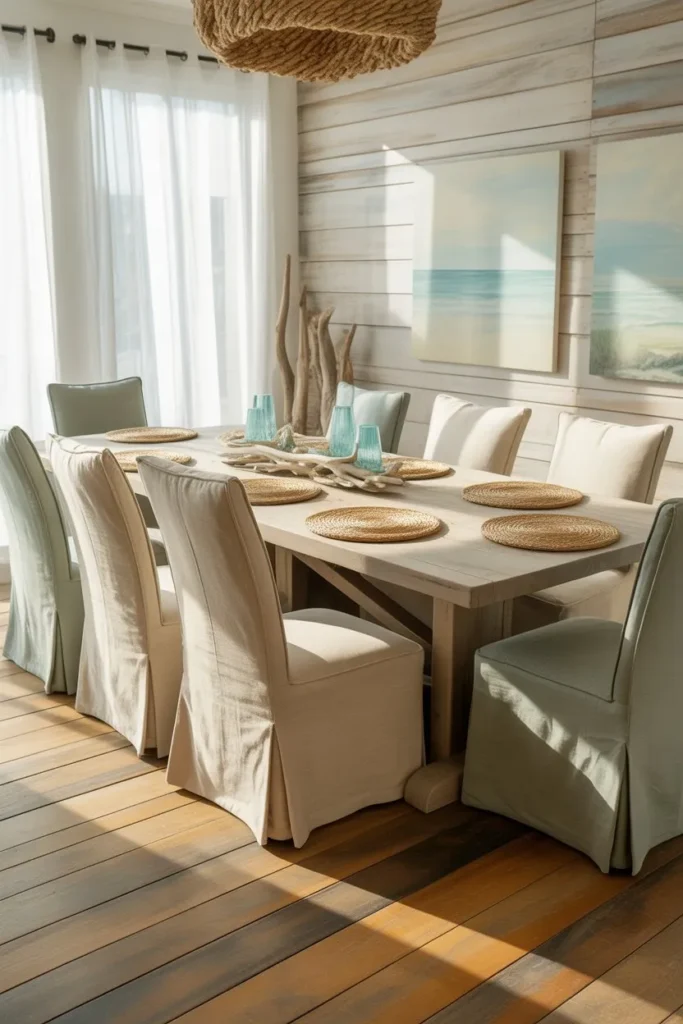 Fully Balanced Coastal Dining Room Design