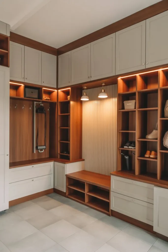 Fully Optimized Built-In Mudroom Storage System