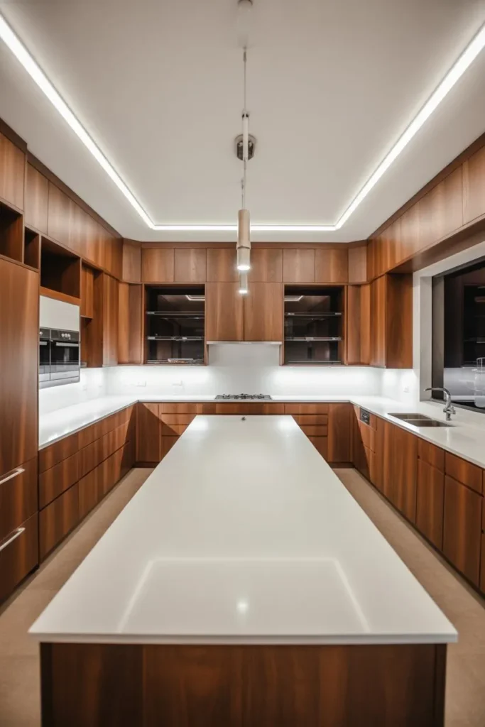 Fully Optimized L-Shaped Kitchen with Island Layout