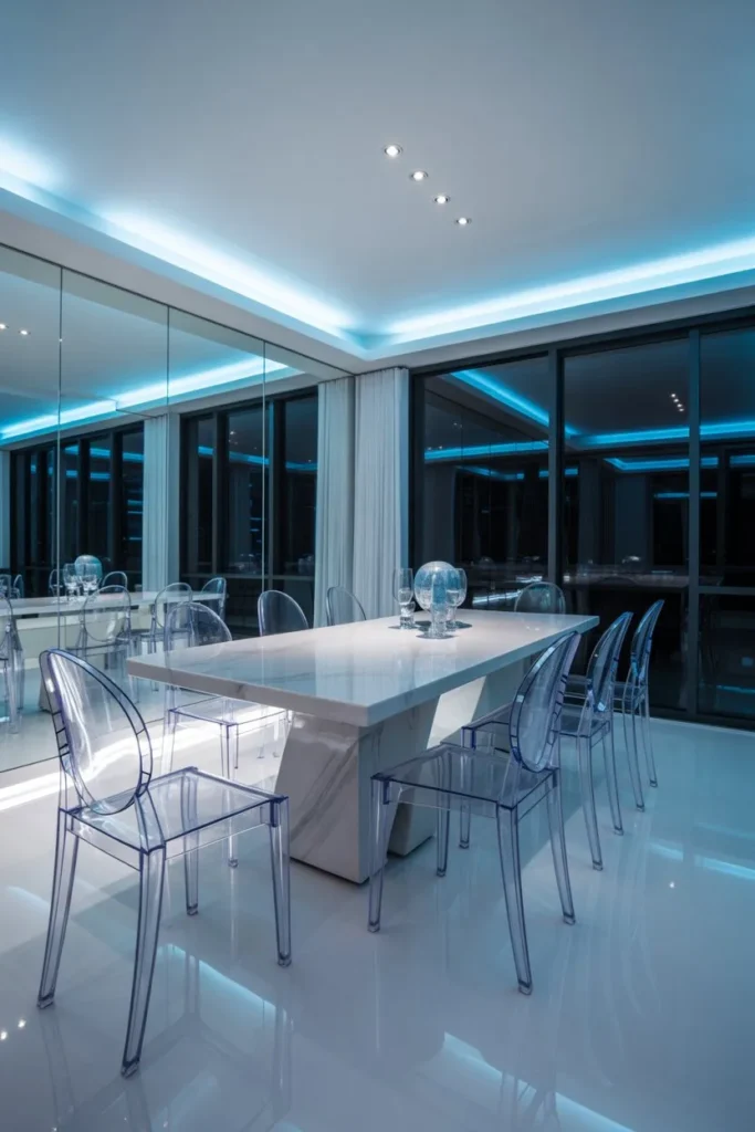 Futuristic High-Gloss Mirror Suite