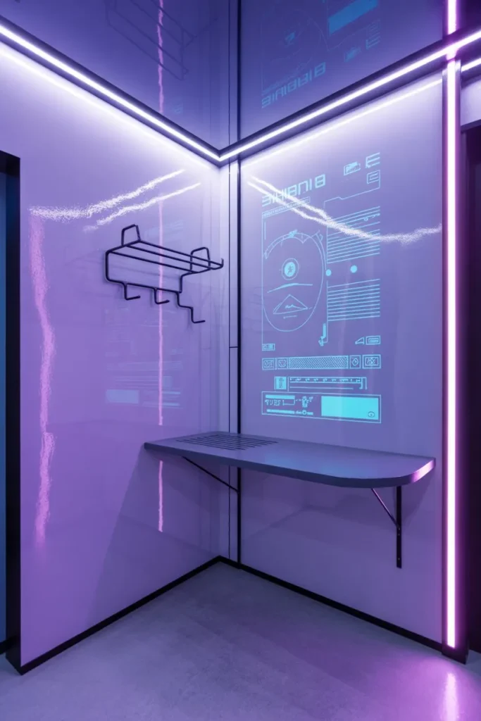 19 Mudroom Ideas for Small Spaces That Stay Organized Futuristic Neon Violet Studio