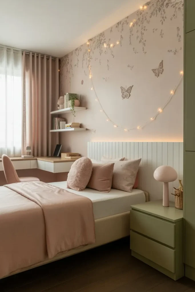 Girls Room with Themed Decor but Balanced Layout