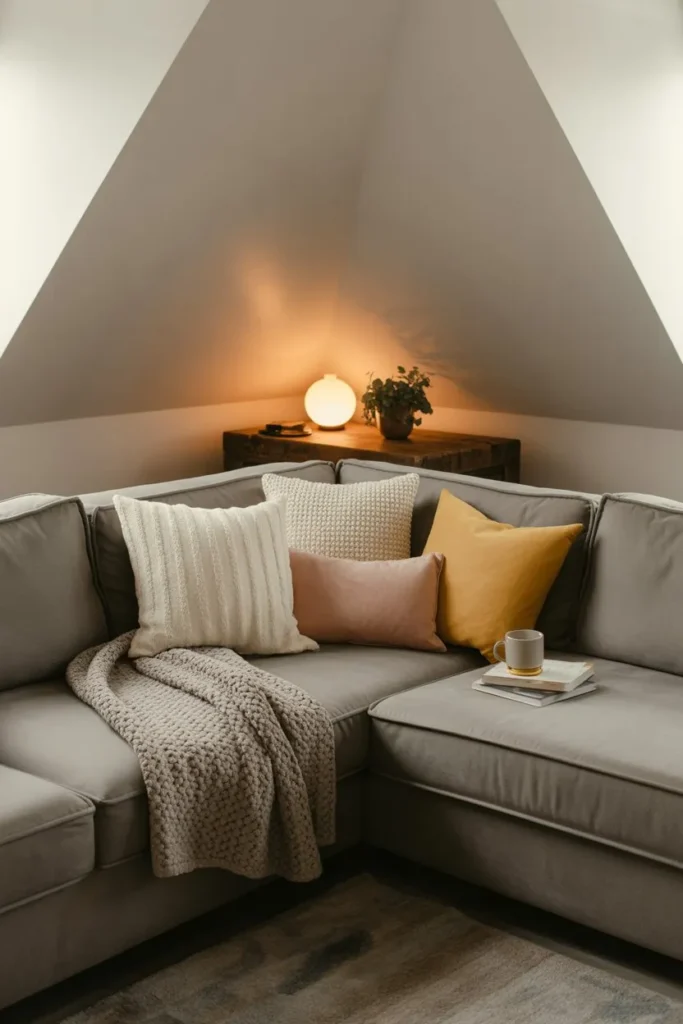 Grey Sofa Living Room with Cozy Corner Setup