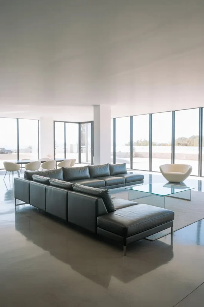 Grey Sofa Living Room with Open Space Layout
