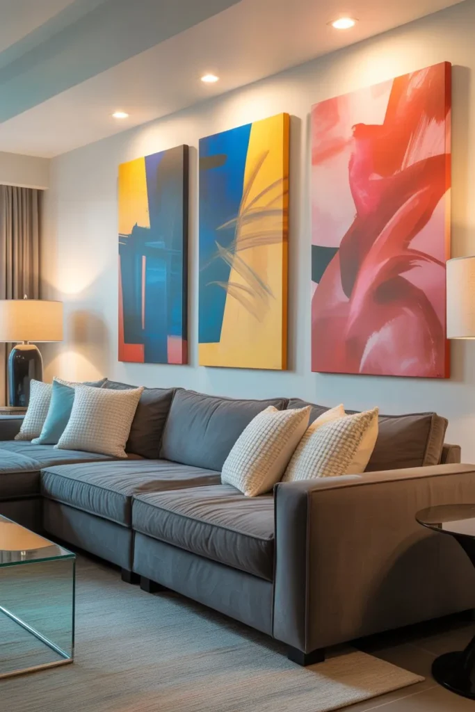 Grey Sofa Living Room with Statement Wall Art