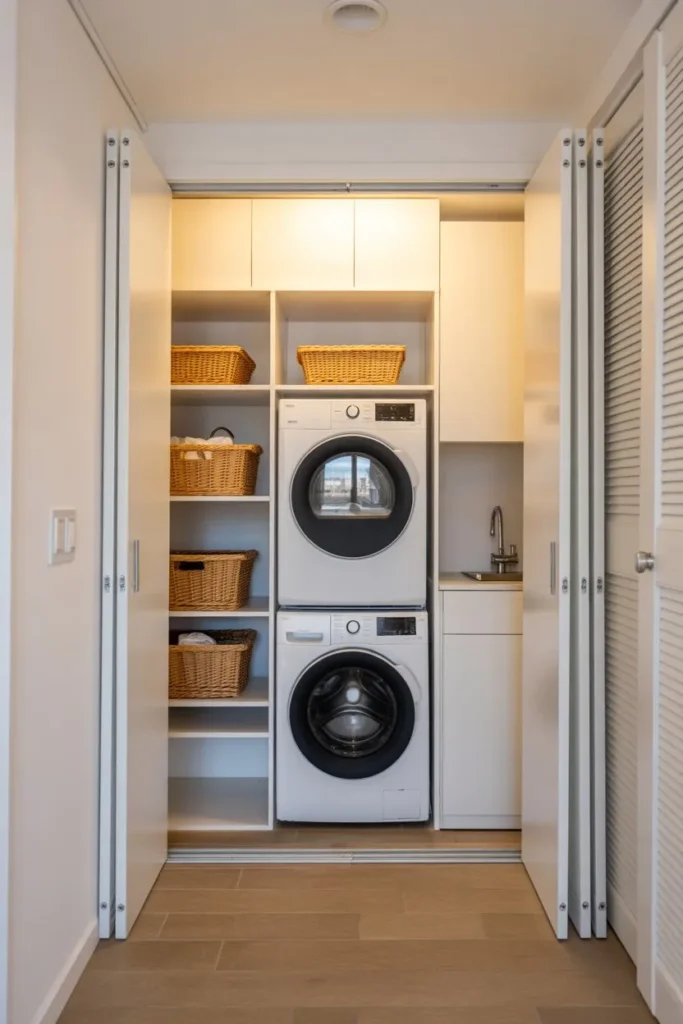 Hidden Laundry Closet Organization