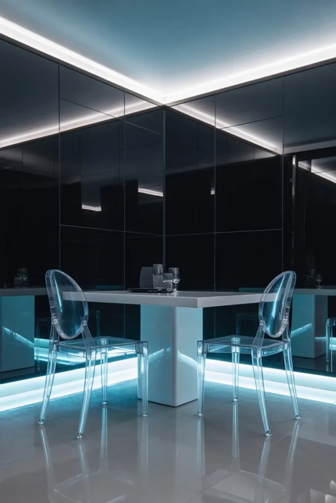 High-Gloss Contemporary Mirror Nook