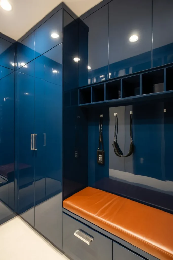 High-Gloss Navy Hidden Wardrobes