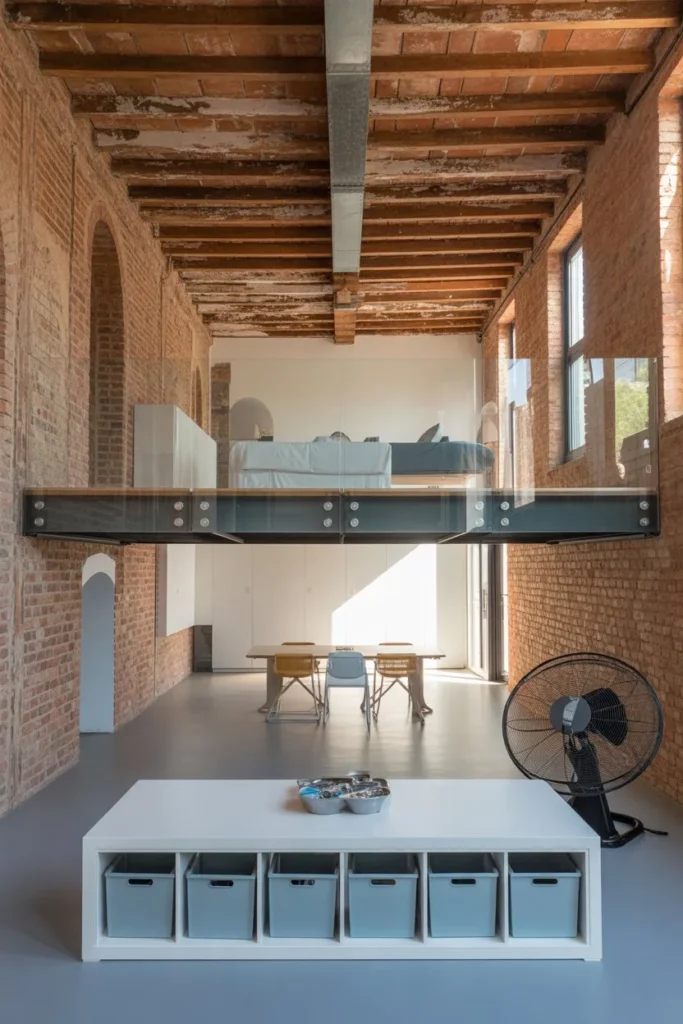 Industrial Loft Glass Floor Bridge Dining