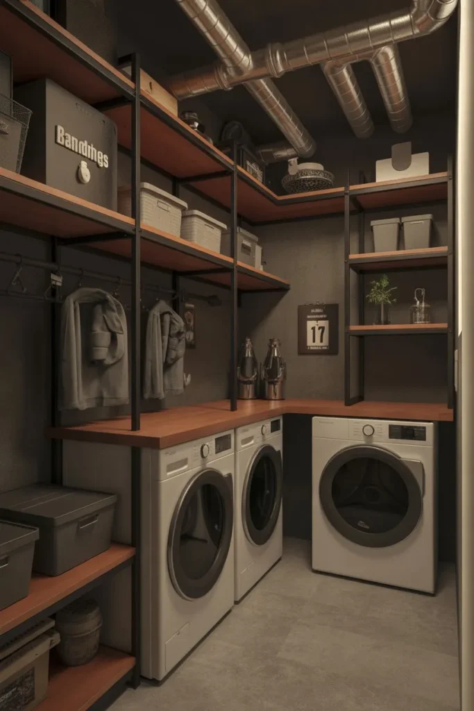 Industrial Metal and Wood Shelving