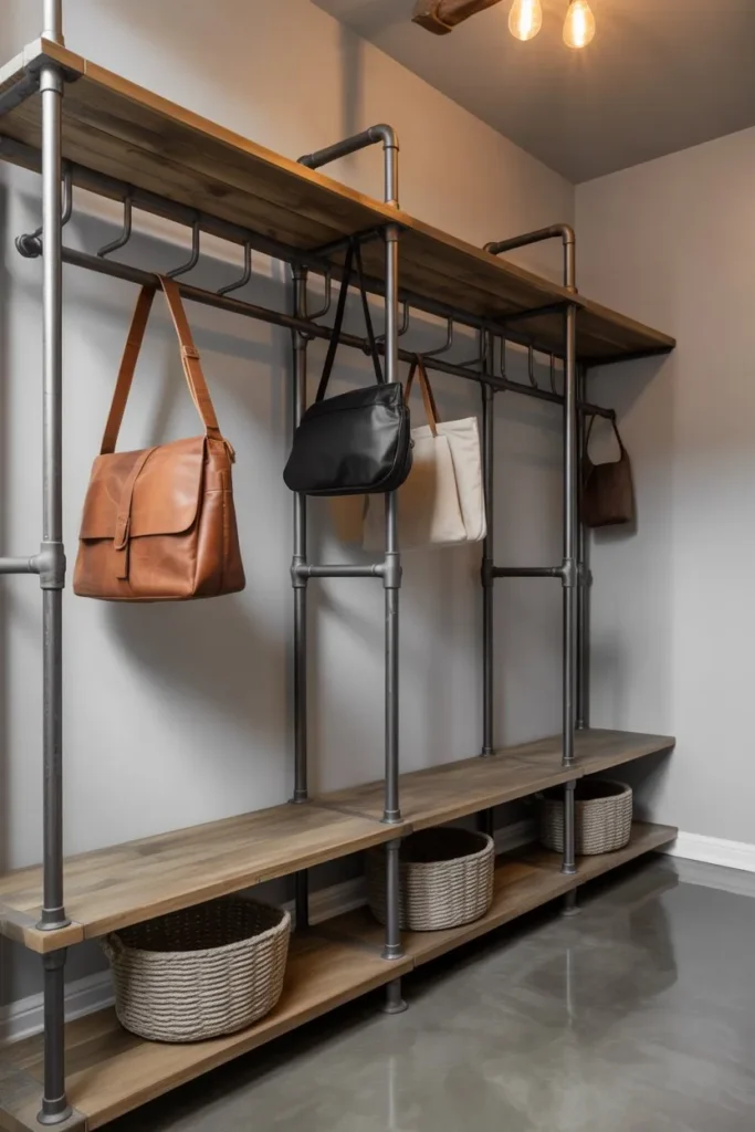 Industrial Pipe and Reclaimed Wood Rack