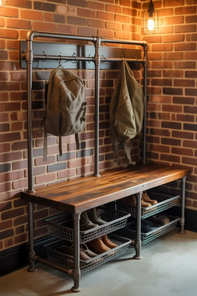 Industrial Pipe and Reclaimed Wood Rack