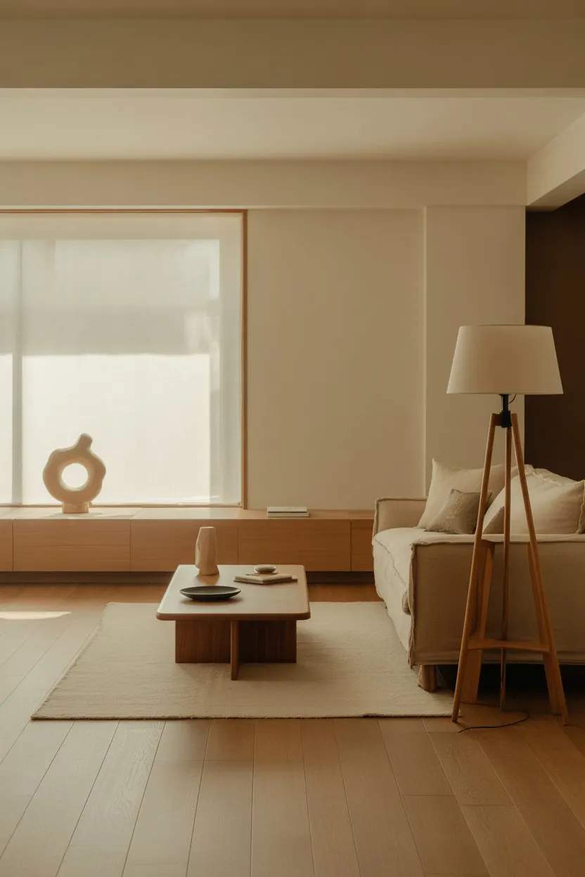 Japandi Living Room with Balanced Negative Space
