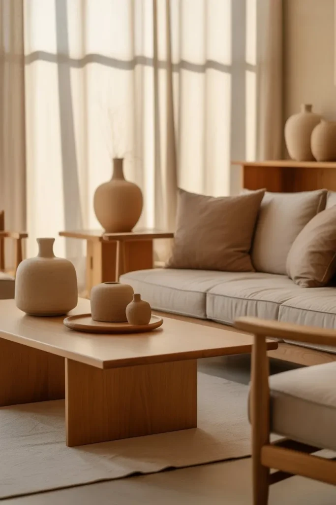 Japandi Living Room with Earth Tone Palette