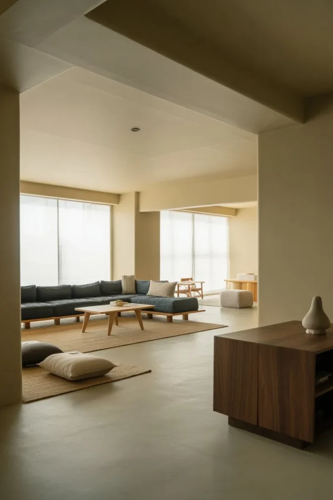 Japandi Living Room with Functional Zoning