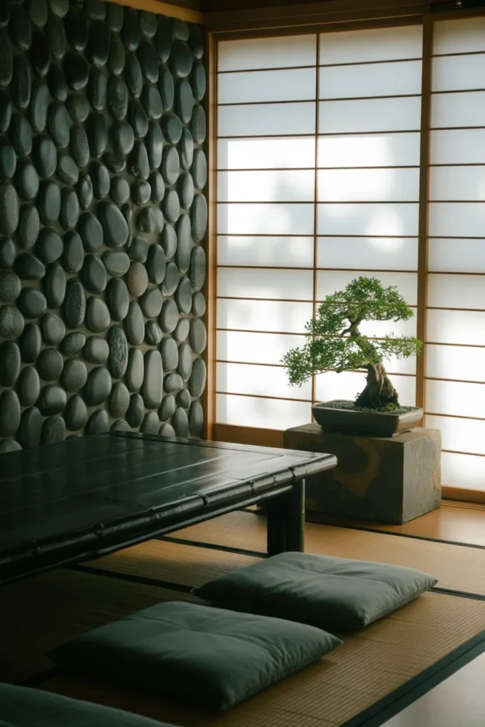 Japanese Zen Stone and Bamboo Room