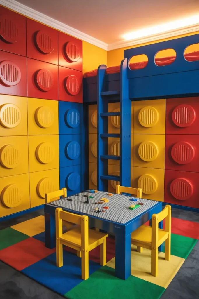 13 Kids Room Decor Ideas for a Fun Stylish Space LEGO-Inspired Primary Color Loft