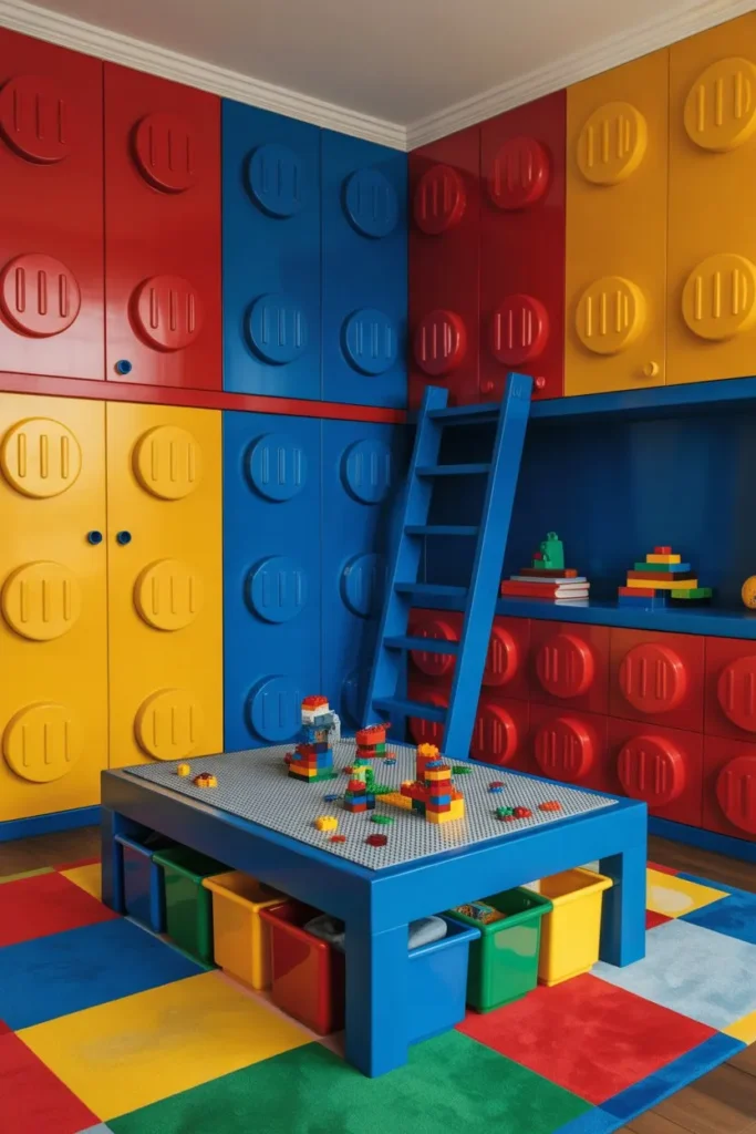 15 Kids Bedroom Ideas for a Fun Creative Space LEGO-Inspired Primary Color Loft