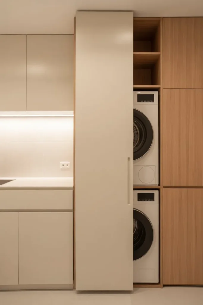 Laundry Room with Hidden Appliance Layout
