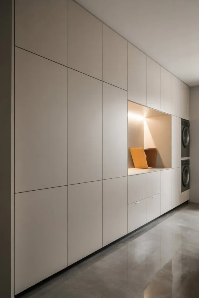 Laundry Room with Hidden Appliances Design