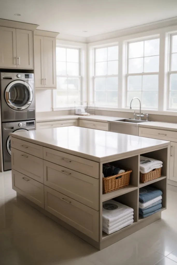 Laundry Room with Island Layout for Large Spaces