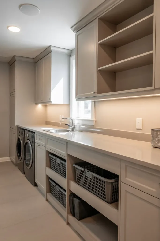Laundry Room with Multi-Level Counter Layout