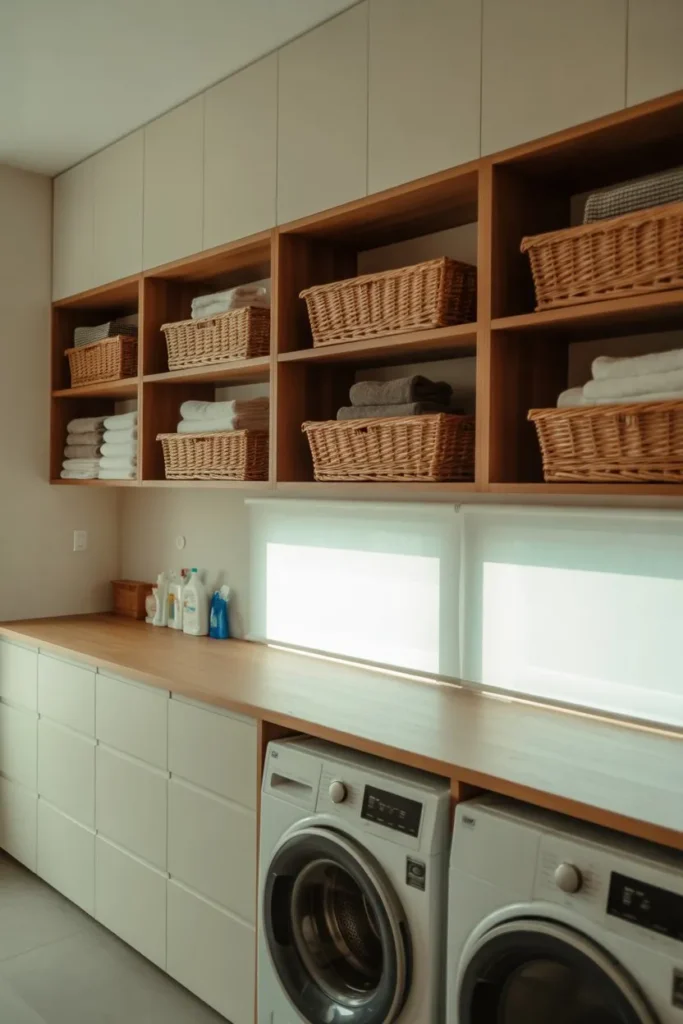 Laundry Room with Open Shelf + Closed Cabinet Balance