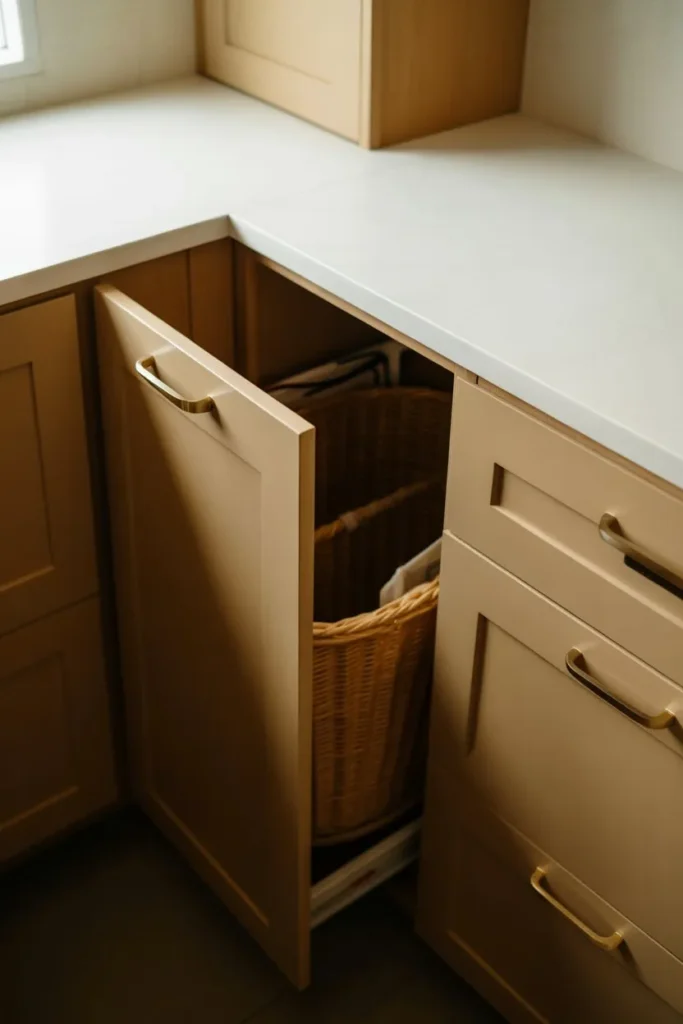 15 Laundry Room Ideas for Small Spaces That Work Smart Laundry Room with Pull-Out Hampers
