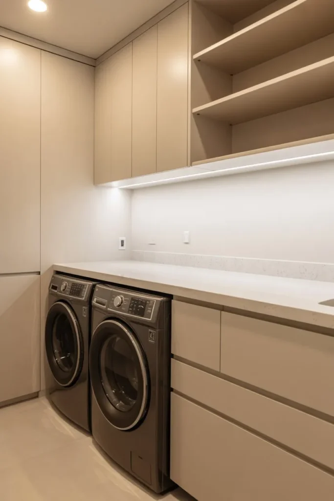 Laundry Room with Under-Counter Appliance Layout