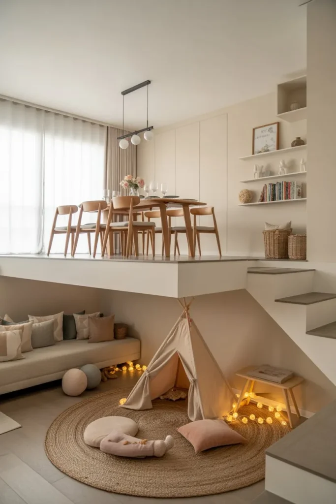 Loft Bed with Play Space Below