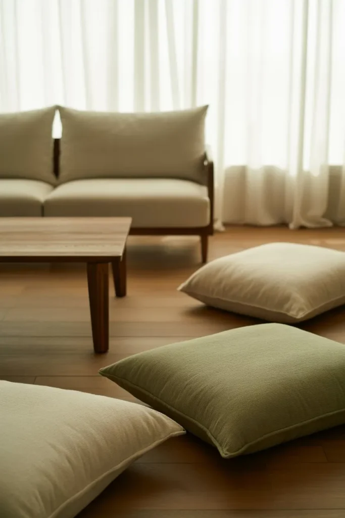 Low Furniture Layout for Grounded Feel