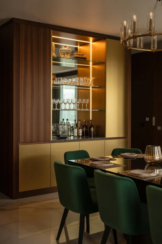 Luxury Dining Room with Built-In Bar Area