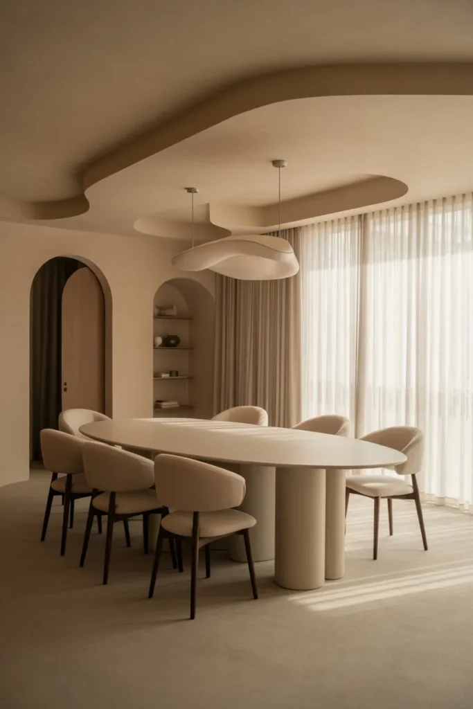 Luxury Dining Room with Curved Furniture