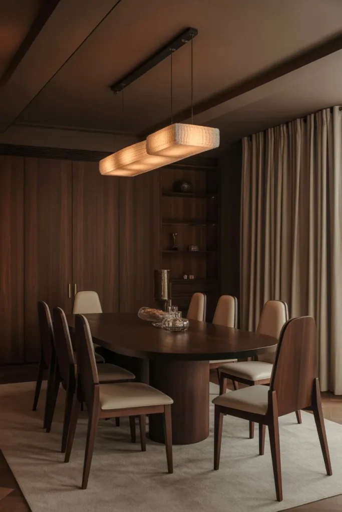 Luxury Dining Room with Dark Wood Elegance