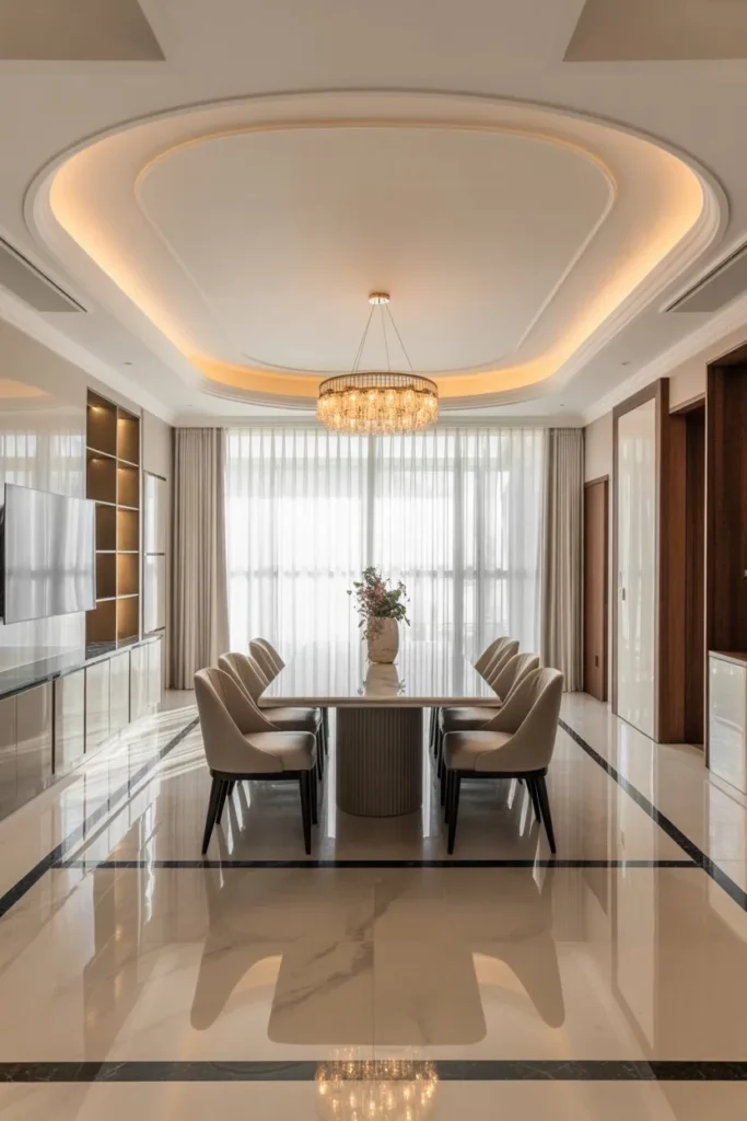 Luxury Dining Room with Marble Flooring