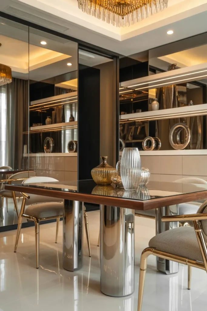 Luxury Dining Room with Mixed Metal Finishes
