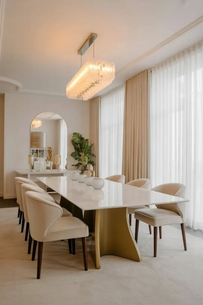 Marble Dining Table with Gold Base