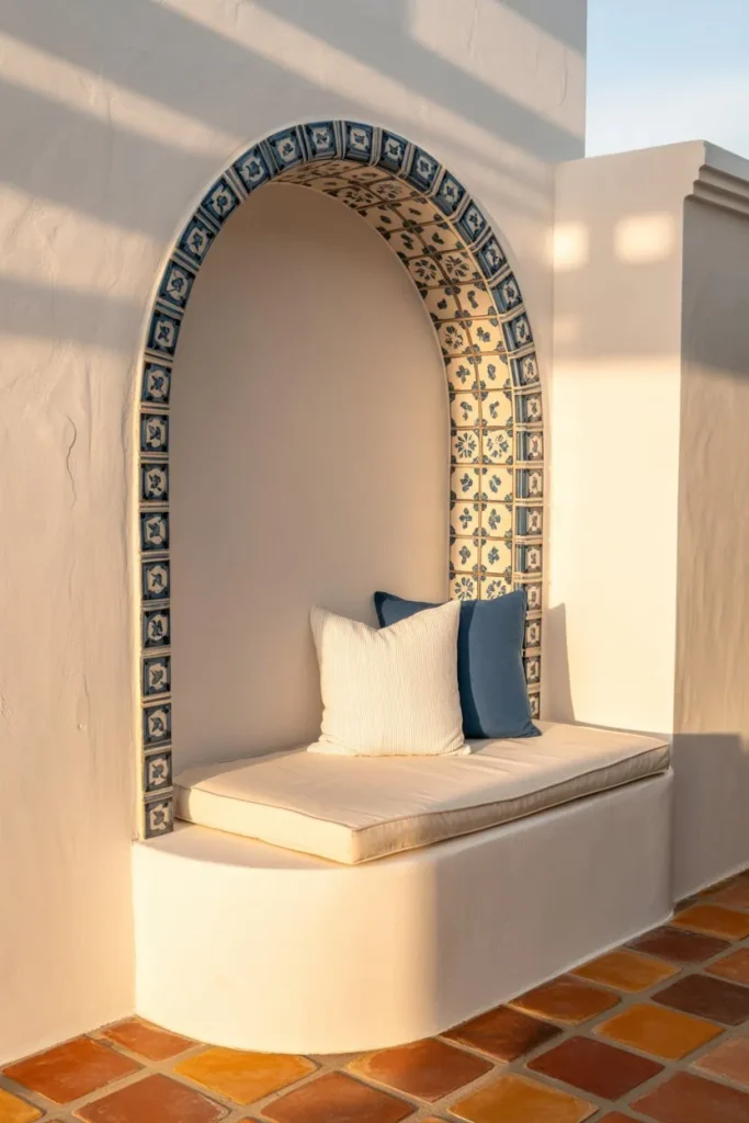 19 Mudroom Ideas for Small Spaces That Stay Organized Mediterranean Tile and Arched Alcove
