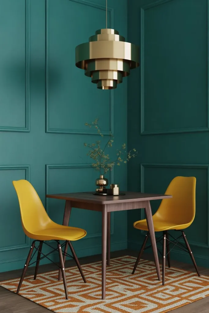 Mid-Century Teal and Walnut Nook