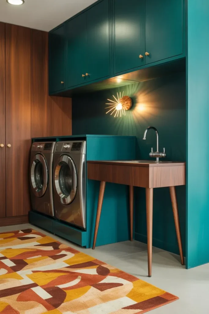 Mid-Century Teal and Walnut Nook